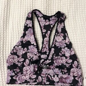 Beach Riot Purple Floral Sports Bra